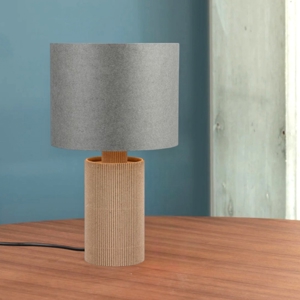 Lampada da tavolo con base in bambu e parulume grigio h28cm