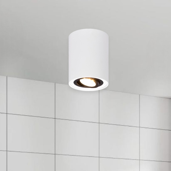 Faretto da soffitto luce gu10 orientabile cilindro bianco e nero