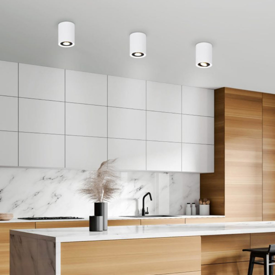 Faretto da soffitto luce gu10 orientabile cilindro bianco e nero