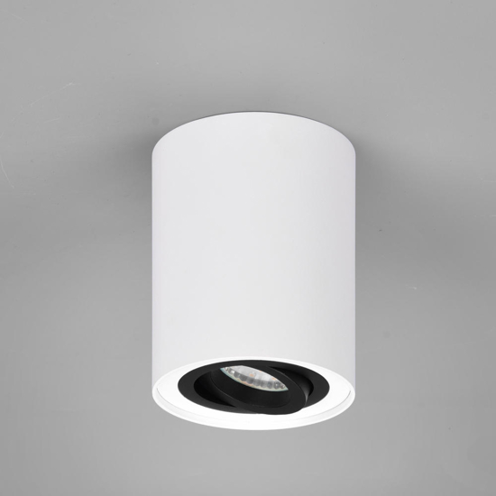 Faretto da soffitto luce gu10 orientabile cilindro bianco e nero