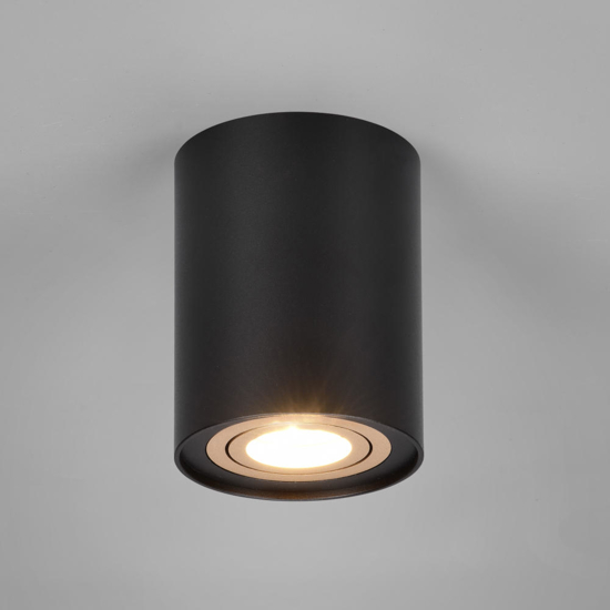 Faretto da soffitto cilindro nero oro orientabile