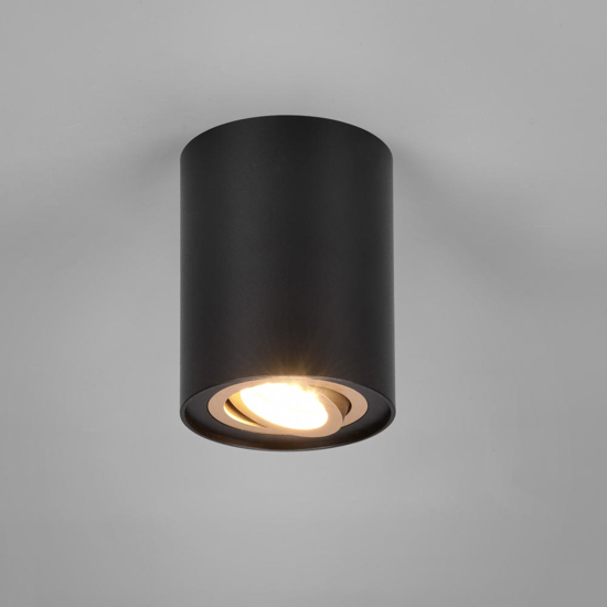 Faretto da soffitto cilindro nero oro orientabile