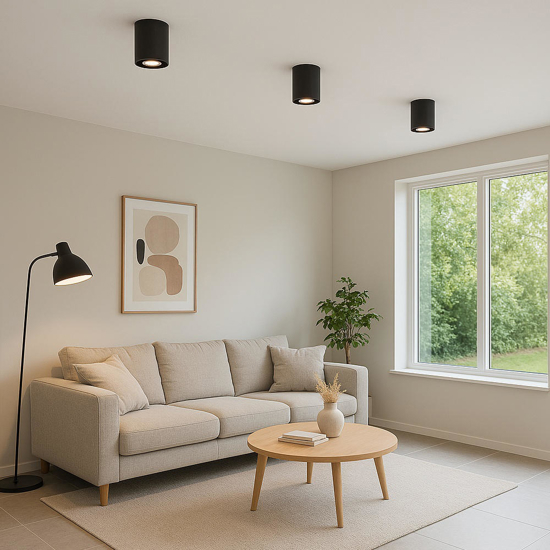 Faretto da soffitto cilindro nero oro orientabile