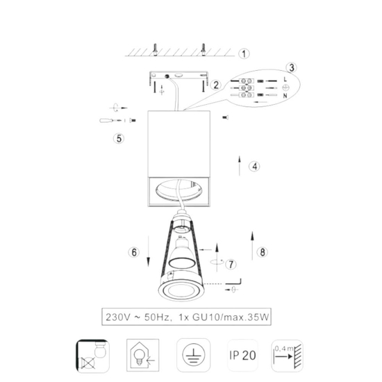 Faretto da soffitto orientabile bianco per ingresso