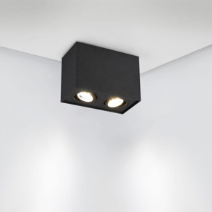 Plafoniera moderna con due faretti led orientabili nera