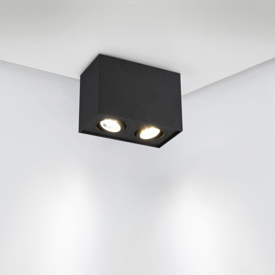 Plafoniera moderna con due faretti led orientabili nera
