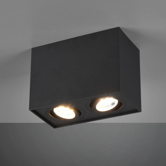 Plafoniera moderna con due faretti led orientabili nera