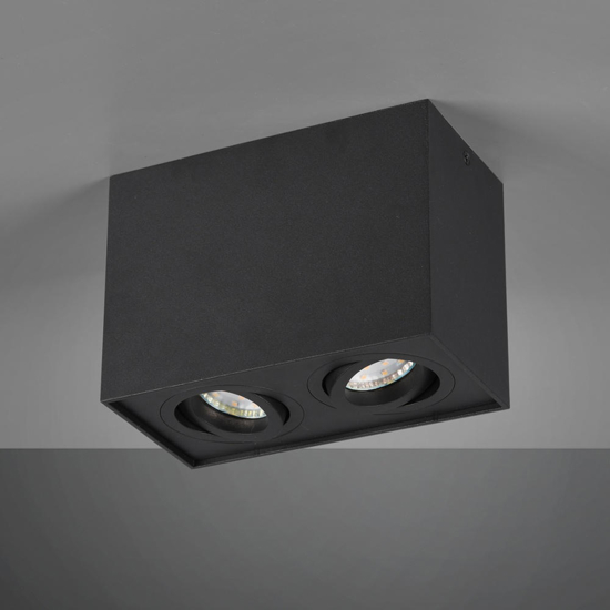 Plafoniera moderna con due faretti led orientabili nera
