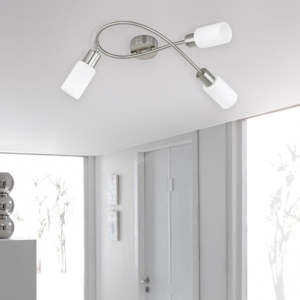 Lampada con 3 faretti led orientabili vetro bianco