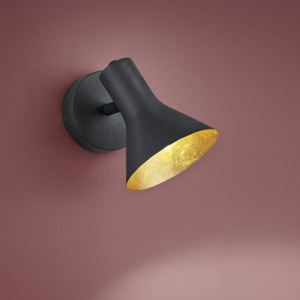 Applique con spot orientabile nero oro da parete