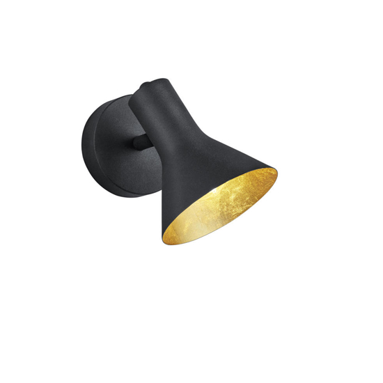 Applique con spot orientabile nero oro da parete