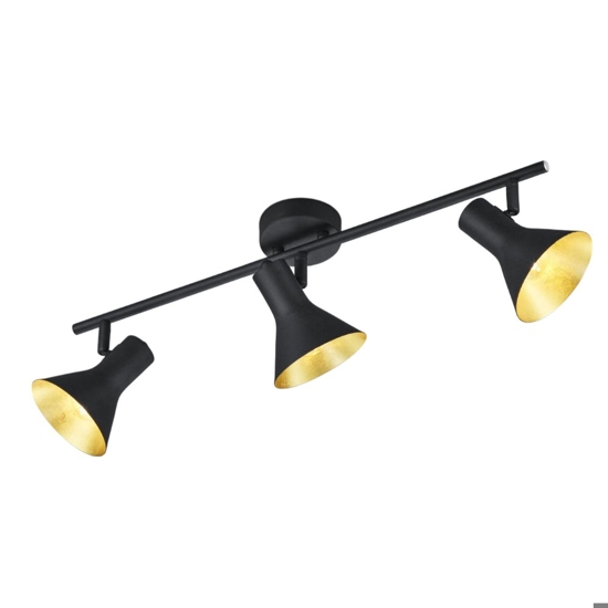 Lampada da soffitto con faretti nero oro orientabili
