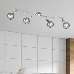Lampada da soffitto cromo per soggiorno 4 faretti led orientabili