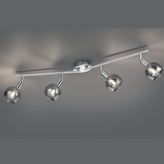 Lampada da soffitto cromo per soggiorno 4 faretti led orientabili