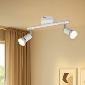 Lampada con due faretti bianchi orientabili