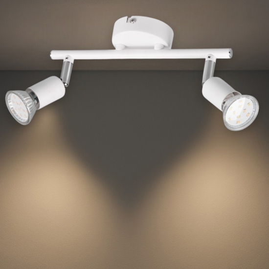 Lampada con due faretti bianchi orientabili