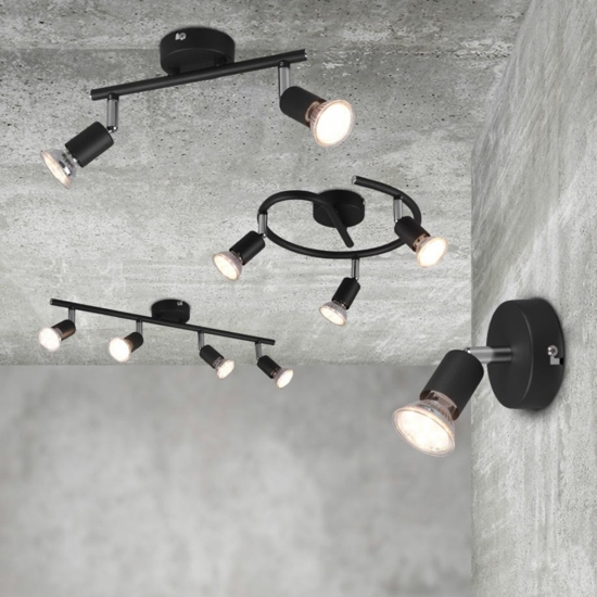 Faretti led per soffitto nero 2 luci orientabili
