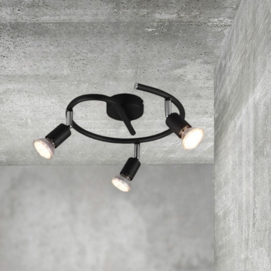 Faretti led da soffitto 3 luci cilindri orientabili nero