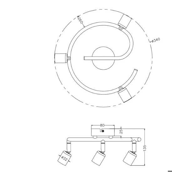 Faretti led da soffitto 3 luci cilindri orientabili nero