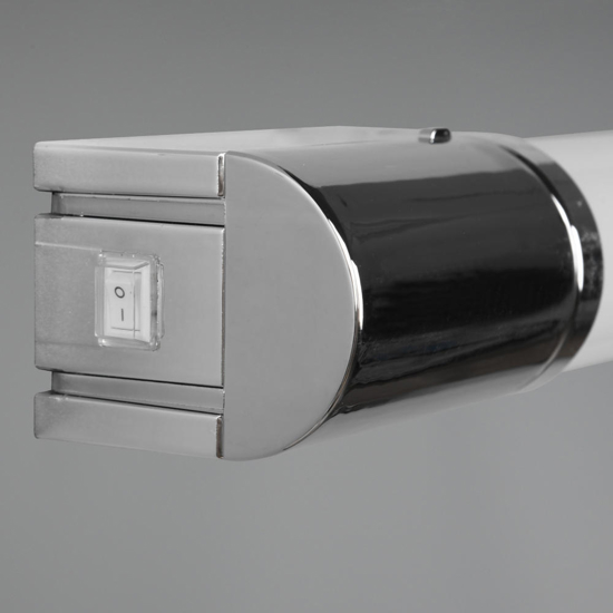 Applique tubo led 16w 3000k cromo per bagno con presa elettrica