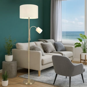 Lampada da terra due luci moderna orientabile colore oro