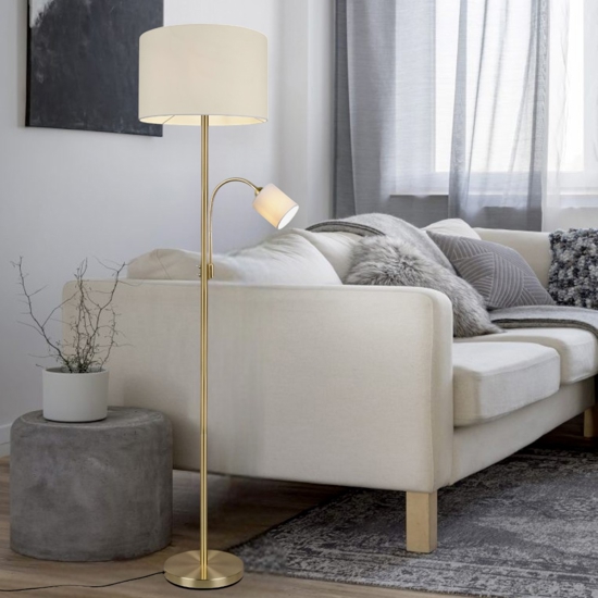Lampada da terra due luci moderna orientabile colore oro