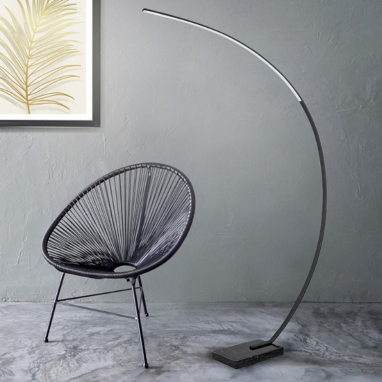 Lampada arco moderna nera led 3000k dimmerabile h180 cm