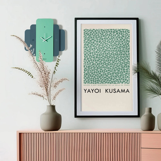Orologio da muro blu e verde design moderno