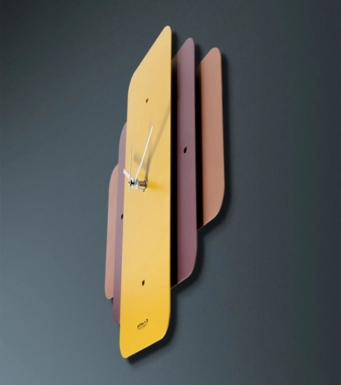 Orologio da parete design moderno giallo e viola