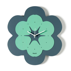 Orologio da parete moderno fiore verde e blu