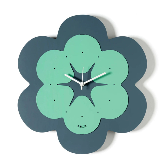 Orologio da parete moderno fiore verde e blu