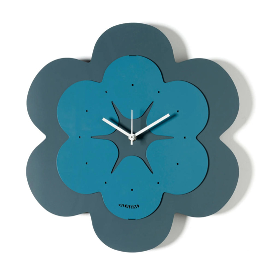 Orlogio blu da parete moderno design fiore
