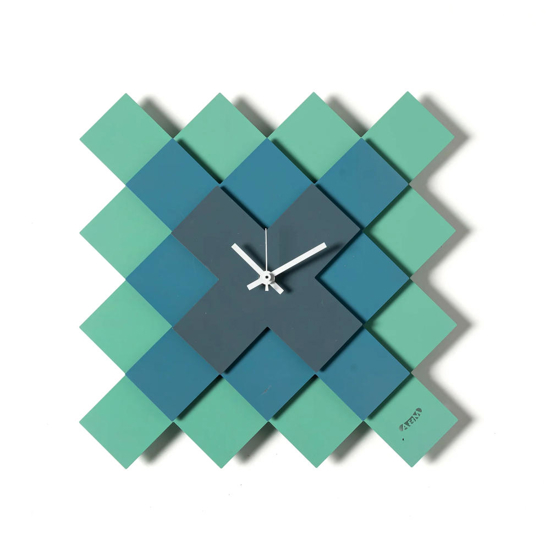 Orologio da parete moderno design geometrico verde e blu