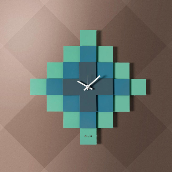 Orologio da parete moderno design geometrico verde e blu