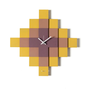 Orologio da parete moderno geometrico ocra mousse e viola