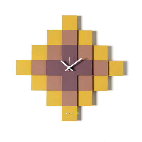 Orologio da parete moderno geometrico ocra mousse e viola