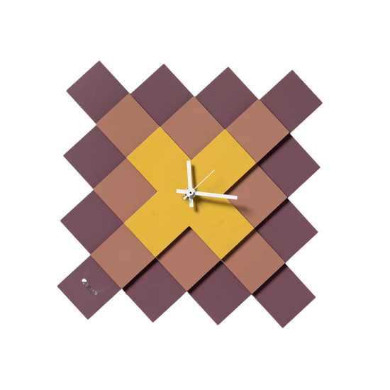 Orologio da parete design geometrico giallo e mousse