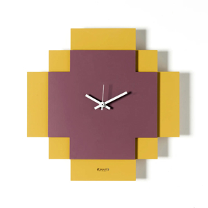 Orologio quadrato da parete moderno giallo e viola