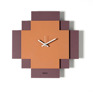 Orologio moderno da muro design quadrato viola e pesca