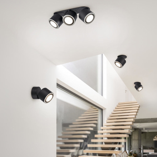 Faretto da incasso soffitto led 6w cilindro orientabile nero