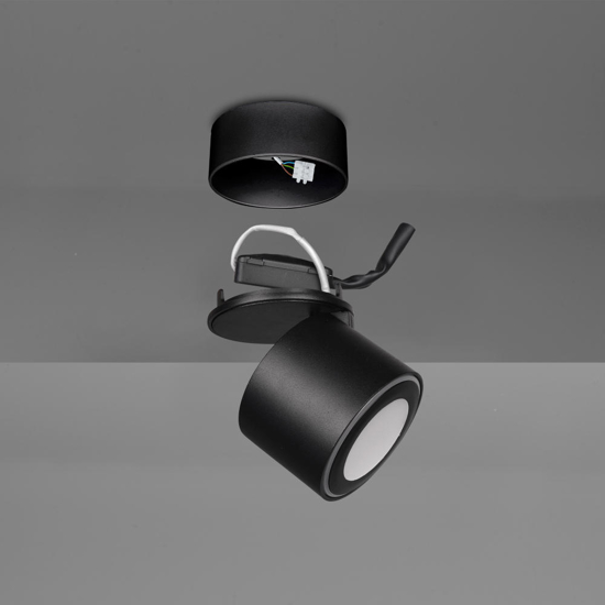Faretto da incasso soffitto led 6w cilindro orientabile nero