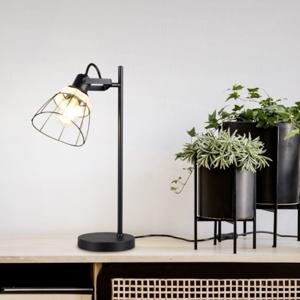 Lampada da tavolo orientabile per ufficio nero reticolo rattan