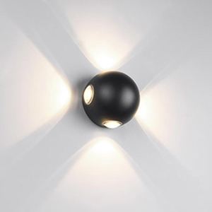 Applique sfera nera per esterno moderna 4 luci led 8w 3000k