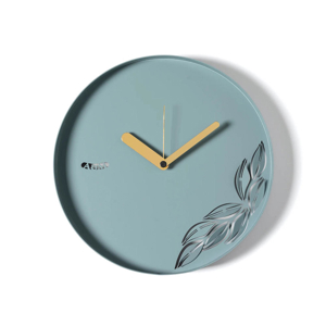 Orologio rotondo da muro verde moderno con foglie