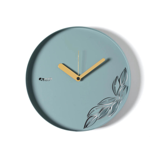 Orologio rotondo da muro verde moderno con foglie