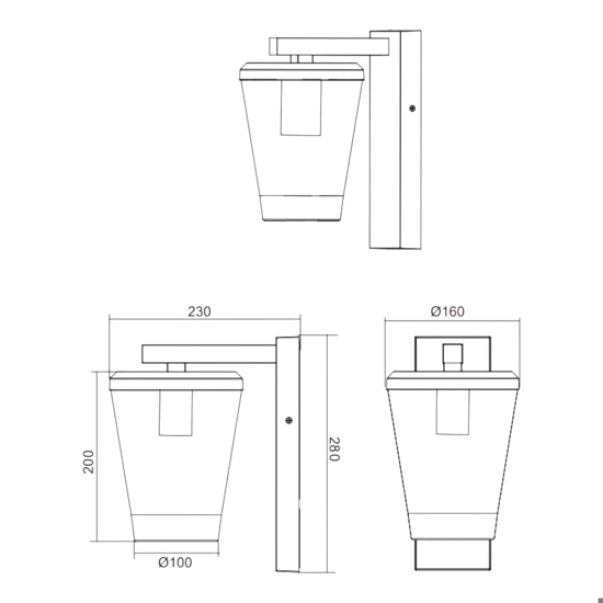 Applique per esterno antracite design lanterna