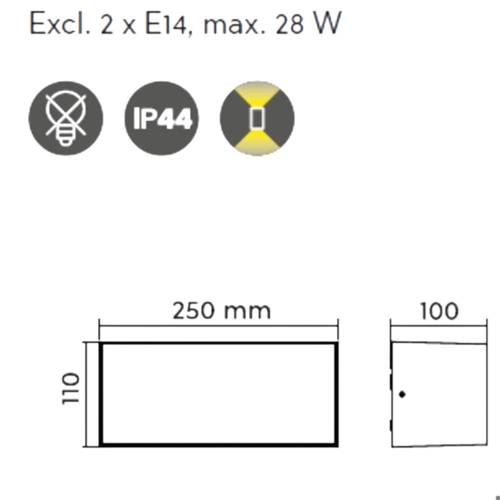 Applique per estero effetto legno rettangolare moderna