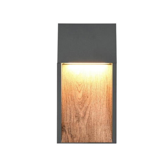 Applique per esterni antracite effetto legno led 11w 3000k ip44