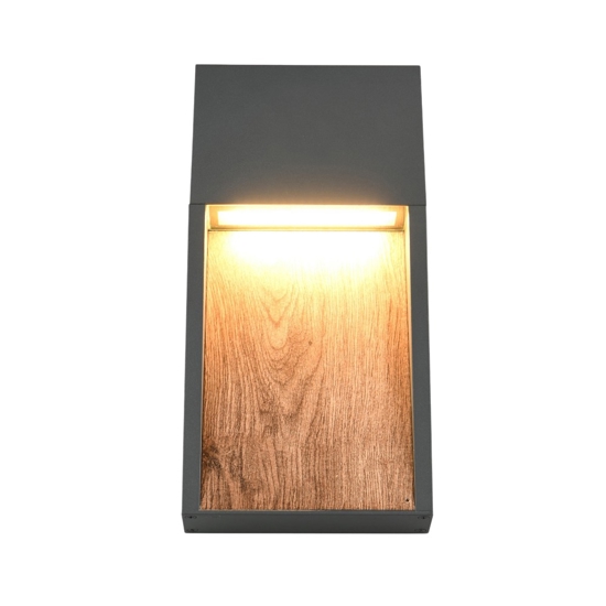 Applique per esterni antracite effetto legno led 11w 3000k ip44