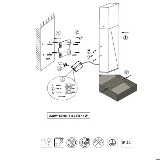 Applique per esterni antracite effetto legno led 11w 3000k ip44